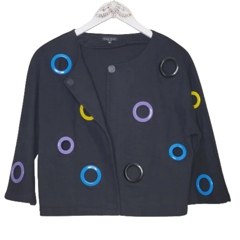 Dor Dor Couture by Anthropologie Colored Grommet Cropped Denim Jacket Sz M